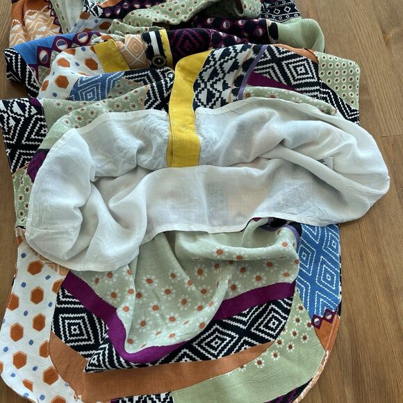 ANTHROPOLOGIE Women's Everyway Shirt Dress Size 2P Patchwork Boho Colorful Artsy - Picture 12 of 16